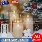 Glass Flameless Candles with Remote Battery Operated Flickering LED Pillar Candl