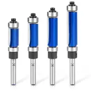 4Pcs Top and Bottom Bearing Flush Trim Router Bits Set 1/4 Inch Shank, Carbide P