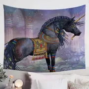 Water Lilies Black Horse Tapestry