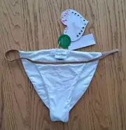 Beach Bunny Blade Runner Skimpy Bikini Bottom White/Nude Size XLarge NWT $95
