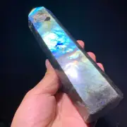 539g Natural labradorite quartz obelisk crystal tower wand point healing