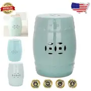 Handcrafted Light Aqua Ming Ceramic Garden Stool - Versatile Contemporary Accent