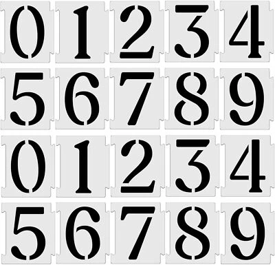20 Pcs 4 Inch Curb Stencil Kit 0-9 Address Number Stencils for Painting Mailbox