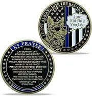 BHealthLife K9 Prayer Police Challenge Coin Thin Blue Line Law Enforcement Working Dogs Thank You Coins Gift