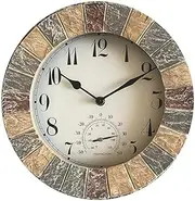 Garden Clocks Outdoor Waterproof, Moisture and Dustproof Outdoor Clocks for The Garden Wall Mounted with Temperature and Humidity Outside Clock