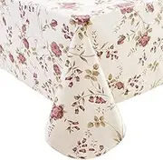Heavy Duty Vinyl Tablecloth with Flannel Backing Waterproof Oil-Proof PVC Table Cloth Stain-Resistant Wipeable Rectangle or Square Table Cover for Indoor and Outdoor (Flowers, 60X84 Inch)