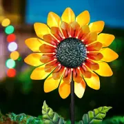 Sunflower Solar Wind Spinner Kinetic Sculpture Windmill Outdoor Patio Decoration