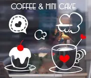 Cafe Cake Ice Cream Shop Window Wall Stickers