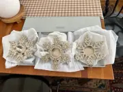 RESTORATION HARDWARE SILVER SNOWFLAKE TEALIGHT TEA LIGHT HOLDERS SET 3 NEW NIB