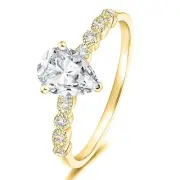 1.5CT Teardrop Engagement Rings for Women 14K Gold Plated Marquise Pear Shape...