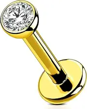 [OUFER Body Piercing] Internally Helix Tragus Earring Piercing Jewellery Gold Lip Bars Labret Stud Piercing Titanium 16G 6/8/10/12 mm Helix Earring Conch Lip Labret Piercing Bars