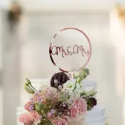 Acrylic Rose Gold 'Mr and Mrs' Loop Cake Topper