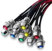 Senpinkboo 10PCS Car Boat LED Indicator Light 12V 8mm Pilot Dash Panel Warning Single Lamp