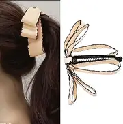 Bow Banana Hair Clips for Girls High Ponytail Claw Clips for Thick Thin Hair Bow Barrettes for Women Ribbon Bow Clip for Hair Banana Clips Large White Bowknot Hair Barrettes Accessories