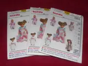 BURDA #8308 - CUTE 12"-14" & 16"-18" DOLL DRESS-PINAFORE-PANTS-HAT PATTERN FF
