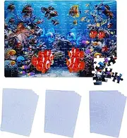LIT Paper 12 Sets Sublimation Jigsaw Puzzle Blanks Combo, 3 x A4 - DIY Heat Press Transfer Crafts 128 120 40 Slices Thermal Transfer Blank Puzzle