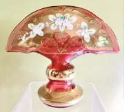 Bohemia Napkin Holder Hand Made Red W/ Flower Pattern Made In Czech Republic