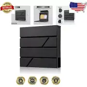 Contemporary Locking Mailbox with Newspaper Holder, 14.6" x 14.6" - Rust-Proof