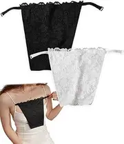 [UYRVAPE] Women's Double Layer Lace Clip-on Mock Camisole Bra Insert Overlay Vest Lace Mock Camisole Snap Bra Insert Overlay Bra Strap Clip Camisole 2pcs