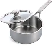 Merten & Storck Tri-Ply Stainless Steel Induction 18cm/2 Litre Saucepan Pot with Lid, Multi Clad, Oven Safe, Silver