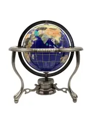 Unique Art 10-Inch Tall Table Top Blue Lapis Ocean Gemstone World Globe with ...