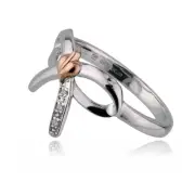 Clogau Silver Ring Size L Diamond Bow Welsh Rose Gold 3STOLBR Gift