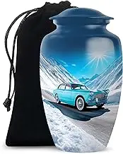 Car Urns for Human Ashes, Adult Funeral Urn Handcrafted, Cremation Burial Ash Container, Large, 10 Inch, Blue