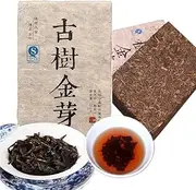 250g Pu-erh Ripe Tea Natural BoKu Ancient Tree Golden Bud Puerh Tea Brick Yunnan