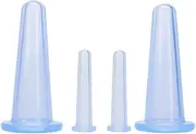 4-Piece Blue Facial Cupping Therapy Set - Silicone Vacuum Cups for Face & Eye Massage - Anti-Cellulite, Skin Care, Gentle Lifting