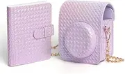 LIFEBEA Instax Mini 12 Camera Case & Album Set, Holographic Woven Design, Metal Chain Strap, 64-Photo Album, Mini 12 Accessories Kit-Purple