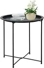 End Table Metal Side Table Black round Folding Tray Cyan Sofa Small Accent Table