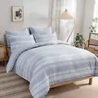 Blue Striped Doona Quilt Cover Set Queen Size Bedding Set Pillowcases Luxury AU