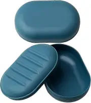 2 Pieces Travel Soap Case Holder, Navy Blue Soap Container Plastic Shower Soap Box Soap Dish with Lid for Bathroom Traveling