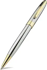Ballpoint Pens Stainless Steel Retractable Business Ballpoint Pen Smooth Writing Roller Ball Pen Elegant Curves Pen Signature Pen for Men Women, School, Office, Business, Executive （Gold silver）