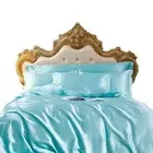 Beddings Sky Blue Us Full Size 3 Pieces Satin Duvet Cover Set Polyester polyeste