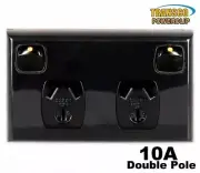 10A DOUBLE POLE DPGO Power Point Outlet Socket With Extra Safe Power Black