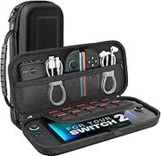 ＲＵＥＩＵＲＩ Carry Case for Nintendo Switch 2 Hard Case, Shockproof EVA Leather Carrying Case with Game Card Slots & Screen Protector Waterproof Travel Pouch for Switch Console (EVA Shell)