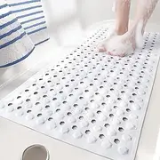 Color&Geometry Bathtub Mat Non Slip 16"x39", Long Bath Tub Mat with 187 Suction Cups and Bigger Drain Holes, Easy to Clean, Quick Dry Shower Mats for Inside Shower for Kids, Elderly,White