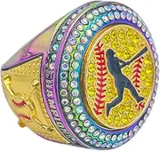 Discount Sports Rings, Softball Batter CHAMPION RING — Player Award, assorted colors and gemstones (Rainbow)