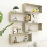 Sonoma Oak Wall Cube Shelves Set of 4 Engineered Wood 60x15x23 cm Stylish