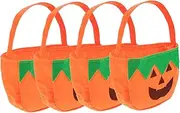 LABRIMP Halloween Candy Pouch 4-pack Non-woven Pumpkin Bag Party Favor Cartoon Pattern Boys and Girls Storage Bag