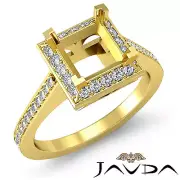 Princess Semi Mount Pave Diamond Engagement Proposed Ring 18k Yellow Gold 0.5Ctw