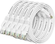 Cat 6 Ethernet Cable 1.5 ft (5 Pack) (at a Cat5e Price but Higher Bandwidth) Flat Internet Network Cables - Cat6 Ethernet Patch Cable Short - White Computer Cable with Snagless RJ45 Connectors