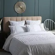 Luxton Embroidery White Quilt Cover King - Embroidered Lattice 3pcs Doona Cover Set (King Size)