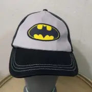 Batman Hat Black Stitched Kids Size Adjustable Baseball Cap Pre-Owned OSFM 3729