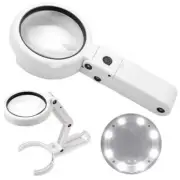 5X 11X 8-LED Light Glass Magnifier Magnifying Tool Foldable Stand Hand Loupe M