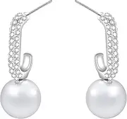 [LAXTO] Earring Hoop,Nose Lip Rings,Stud Earrings,Black Earrings for Women, Silver Needle Diamond Pearl Earrings Feminine Earring Stud Earrings Jewellery Gifts (Color : Silver, Size : One Size)