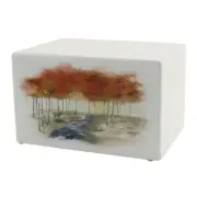Large/Adult Autumn Forest Box Funeral Cremation Urn for Ashes, 200 Cubic Inches