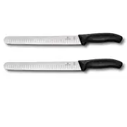 [Victorinox] Round Tip Flute Blade Slicing Knife 25cm (Black) - GiftBox