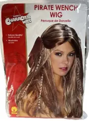 Pirate Wench Wig Womens Dark Blonde Brown Streaks Highlights Costume Halloween